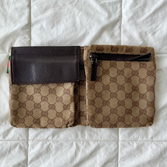 GUCCI | Brown GG Canvas Double Pocket Belt Bag - Picture 2 of 7